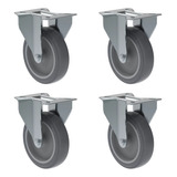 4 Rodízios Fixos 5 Polegadas Roda Borracha 300kg Schioppa
