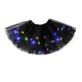 4 Saia Preta Led Tule Tutu Infantil Fantasia Com Led Pisca