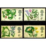 4 Selos Inglaterra - Flora Flores Silvestres - L.3925