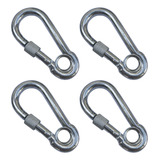 4 Unidades Mosquetão De Aço C/ Trava Rosca Dupla 8 Cm 220 Kg