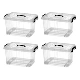 4 X Caixa Organizadora 26l Container Transparente Empilhável