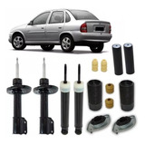 4 Amortecedores 4 Kits De Batente Do Corsa Celta Prisma