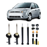 4 Amortecedores 4 Kits Ford Fiesta 2003 Até 2013 