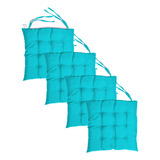 4 Assentos Almofada Futon Para Cadeira 40x40cm Azul Turque