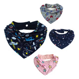 4 Babador Bandana Bebê Forro Impermeável Algodão