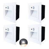 4 Balizador Com Sensor De Presença Embutido Parede Led Lup73