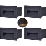 4 Balizador Para Muro Externo Embutir Preto Retangular Lup52 Luz Branco quente 110v 220v Acende A Luz Hl 8096