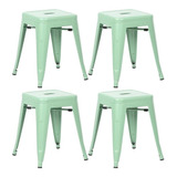 4 Bancos Baixo Tolix Iron 45 Cm Iron Cozinha Verde Claro