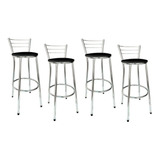 4 Bancos Banquetas Alta Cromada P Balcão Bistrô Cozinha