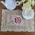 4 Bandeja Toalha De Mesa Organza Com Crochê Bordada Renda