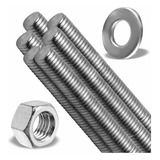 4 Barra Roscada Inox 1 2x1 Metro porca 40pçs arruela 80pçs