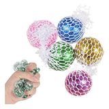4 Bola Squishy Stress Ball Colorida Com Gliter