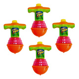 4 Brinquedo Pião Giroscopio Lançador Com Luzes Kids Atacado