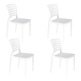 4 Cadeira Plástico Branco Encosto Vazado Sofia Tramontina