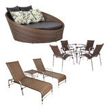 4 Cadeiras Mesa 2 Espreguiçadeiras 1 Chaise Trama Original