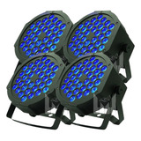 4 Canhão Refletor Led Par 64 Rgb Triled 36 Leds 3w Dmx