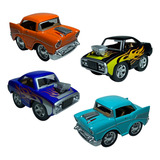 4 Carrinhos Ferro Coleção Mini Carro Antigo Clássicos Tunado