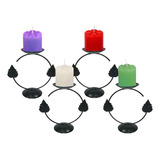 4 Castiçal Coroa Advento 4 Velas Candelabro Porta Vela Mesa