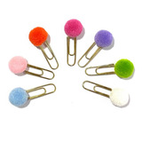 4 Clipe De Papel Com Pompom Colorido Para Marcar Pagina