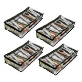4 Colmeias De Sapato Fechada 6 Nichos Alto Padrão 60x34x12 Cor Preta