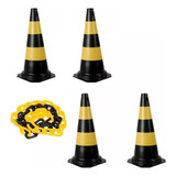 4 Cone De Sinalização 75cm Mais 20 Corrente Plastica Grande