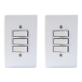 4 Conjunto Interruptor Apagador 3 Teclas Simples Branco 4x2