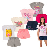 4 Conjunto Pijama Infantil Juvenil Menina Roupa De Dormir
