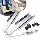 4 Corrediça Telescópica Oculta Trilho Invisível 35cm Gaveta 2 Par Móveis 350mm Com Amortecedor 50kg Soft Closing 3D Reforçada Resistente Fechamento Automático Suave Silencioso Slow Freio