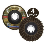 4 Discos Flap Manta Abrasiva Coarse 115 Lixamento Politriz Cor Marrom claro