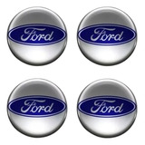 4 Emblema Adesivo Calota Ford Ka Fiesta Resinado Prata 48mm