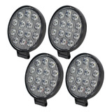 4 Farol De Milha Led 42w Redondo Slim 14 Leds Caminhão Jeep