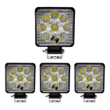 4 Farol De Milha Led Quadrado 27w 12v 24v Jeep Trolle Trator