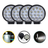 4 Farol Milha 14 Led 42w 12v 24v Redondo Off Road Universal