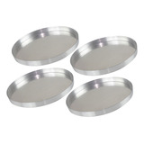 4 Formas Assadeira Pizza Pães Redonda Em Alumínio 25cm X 2cm Cor Prateado