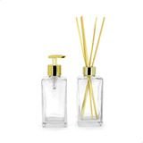 4 Frasco Vidro Retangular 250ml Aromatizador E Saboneteira