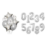 4 Kits Buque 9 Peças Balões 4 Números Metalizados 70cm