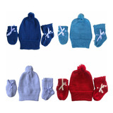 4 Kits De Bebê Com Touca Luva E Meia Masculino