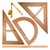 4 Kits Geo Do Professor Mdf Com Régua 1m Comp P Quadro Bco