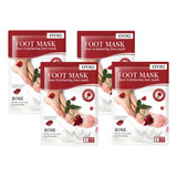 4 Kits Meia Esfoliante Removedor Pele Morta Pés Peeling Rosa