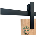 4 Kits Porta De Correr Roldana Aparente Preto Trilho 2 Mt