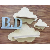 4 Kits Prateleira Nuvem 3 Peças Mdf Cru Pronto Para Pintura