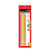 4 Lapis Preto Grafite Ecolapis Faber Castell Neon 1205ned