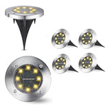 4 Luminaria Espeto Jardim Solar Fotocélula Ip65 Grama Chão Estrutura Amarelo 1 2v