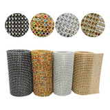 4 Manta De Strass Atacado 45x10 Dourado Prata Colorido
