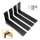 4 Mão Francesa Invertida 20cm Ferro Aço Suporte Preta L