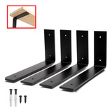 4 Mão Francesa Invertida 30cm Ferro Aço Suporte Preta