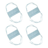 4 Máscaras Duplo Tecido Lavável Tricoline Confortável Azul