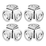 4 Mini Canto Reto Aço Cromado Pequeno 3 Furos P Cases Baús