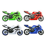 4 Moto Racing Miniatura 22cm Pneus Borracha Roma Brinquedos