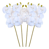 4 Orquídea Artificial Decorativa Branca Para